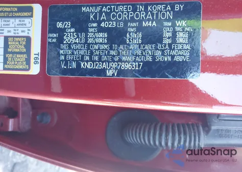 2023 Kia Soul Lx z USA, uszkodzony, nr VIN KNDJ23AU9P7896317